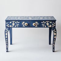 Table console en bois massif écologique et faite à la main avec incrustations en os, mobilier de luxe pour salon et organisation de couloir