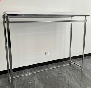 Porte-vêtements moderne en acier inoxydable avec étagères en verre, support d'affichage de vêtements doré pour magasin de mode haut de gamme - Product Image 3