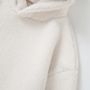 <b>Men's</b> Oversized <b>Sherpa</b> Fleece <b>Hoodie</b> Solid Color Kangaroo Pocket Casual Pullover Sweatshirt Cream <b>hoodie</b> - Product Image 3