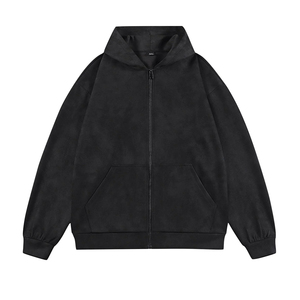 Sweat à capuche tricoté surdimensionné pour homme Everglide Corporation, en coton 100% uni délavé à l'acide, anti-boulochage, 360g, poids lourd, avec poche - Product Image 4