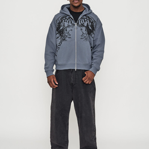 Sudaderas con Capucha y Cremallera de Estilo Gótico Personalizadas para Hombre, Precio Económico al por Mayor, Sudadera con Cremallera de Algodón de Primera Calidad - Product Image 6