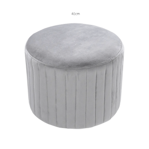 Pouf de salon rond haut de gamme personnalisé, tabouret rembourré et capitonné, meuble moderne, ottoman en tissu - Product Image 6