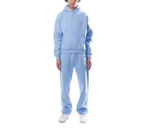 High Quality Lightweight <b>Women</b> Light Blue Hooded <b>Tracksuit</b> Set Loose Fit Casual Solid Two Piece Outfit - Product Image 4