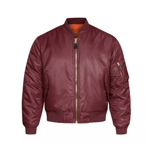 Chaqueta Bomber Clásica de Nailon para Hombre, Color Beige, Cuello Alto, Cierre de Cremallera, Estilo Casual, Primavera, Color Sólido - Product Image 3