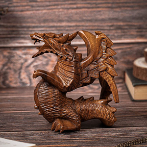 Estatua de Dragón Hecha a Mano en Madera Natural, Escultura Decorativa de Dragón, Artesanía en Madera, Proveedor Mayorista de Adornos de Dragón de Madera - Product Image 5