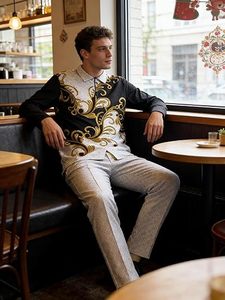 Ensemble de survêtement polo pour homme, manches longues, 2 pièces, tenue de jogging tendance, ensemble décontracté confortable pour homme - Product Image 3