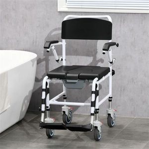 Bathroom Safety Equipment Rolling Shower Commode Wheelchair with 4 Castor Wheels for Wheelchair Users - Product Image 5
