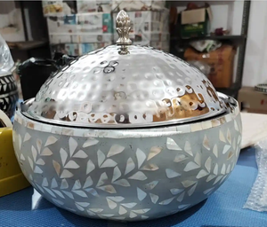 หม้ออุ่นอาหารและหม้อไฟสแตนเลสสตีลคุณภาพดีที่สุด ดีไซน์ทันสมัย หรูหรา ผลิตด้วยมือ พร้อมฝาปิด สีและโลโก้ปรับแต่งได้ สำหรับรับประทานอาหาร ศิลปะอินเดียสุดพิเศษ - Product Image 3