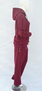 Ensemble sweat-shirt et jogging pour femme, couleur bordeaux, coupe classique, mélange polyester/coton, imprimé animal, imperméable, hiver, marque privée OEM - Product Image 2