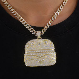 Colgante de Acero Inoxidable Chapado en Oro de 18K con Moissanita Micro Pavé, Amuleto Hiphop para Hombre, Certificado IGI - Product Image 2
