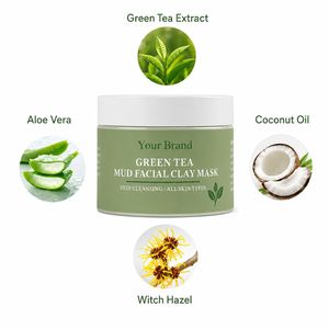 Mascarilla facial de arcilla de té verde purificante y de limpieza profunda con logotipo personalizado para rostro y cuerpo OEM/ODM - Product Image 4