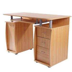 Scrivania Portatile in Legno Massello e MDF da 15mm con 1 Anta e 3 Cassetti per Ufficio, 1 Unità - Product Image 2