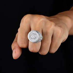 925 Sterling Silver 18k White Gold Plating Band Vvs Moissanite Diamond Iced Out Wedding Engagement <b>Men</b> <b>Rings</b> - Product Image 1