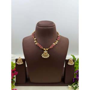 Indian Ethnic Ayesha Chorski Premium Gold Plated Bridal Necklace Set - Product Image 4
