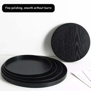 Bandeja de Servir Multiusos de Madera Maciza, Bandeja Grande Decorativa para Té, Café y Desayuno en Color Negro - Product Image 3