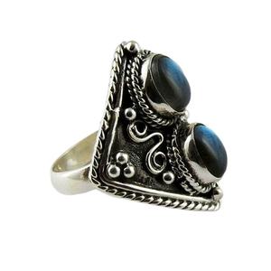 Royal Look-Anillo de Plata de Ley 925 con gema labradorita, joyería artesanal - Product Image 1