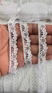 Cinta Decorativa Elegante y de Lujo, Tradicional, de Algodón Beige con Encaje Floral de Ganchillo, Estrecha, Ecológica, para Saree, Lehenga, Kurti - Product Image 2