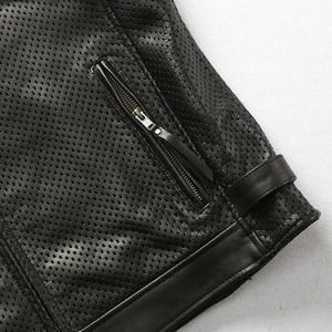 Chaleco de Motocicleta de Cuero Genuino Grueso con Cremallera y Perforaciones de Malla Transpirable para Hombre, Estilo Casual de Invierno, OEM ODM - Product Image 5