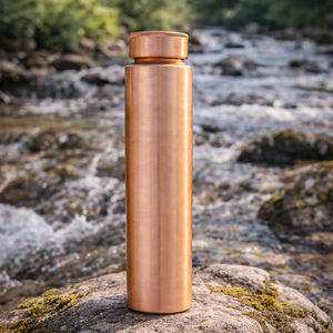 <b>Brushed</b> Copper Water <b>Bottle</b> Minimalist Straight Design Wide Cap Leakproof Handcrafted Reusable Drinking <b>Bottle</b> - Product Image 2