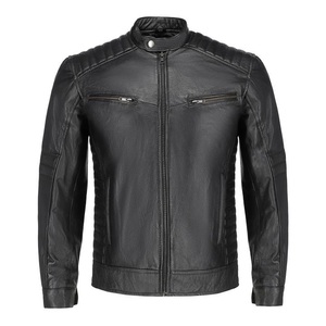 <b>Mens</b> Motorcycle PU Casual Jacket Slim Fit Short-<b>Coat</b> Lapel Spring Zipper Windproof Premium Genuine Leather Jacket <b>Men</b> Custom - Product Image 6