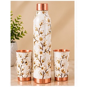 Ensemble de bouteilles d'eau décoratives en cuivre avec motif de fleurs de cerisier, vaisselle portable pour les voyages - Product Image 4