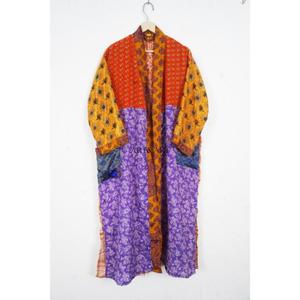 Silk Patchwork Kimono Robe Light Weight Colorful Silk <b>Cardigan</b> Bohemian Floral Print Patches Bathrobe For Women's - Product Image 4