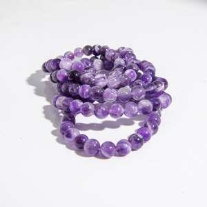 Pulsera de cuentas de amatista natural de 8 mm, pulsera elástica de cristal púrpura redondo, joyería de piedras preciosas al por mayor, Reiki, meditación - Product Image 6