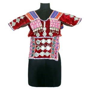 Choli de Novia Vintage de Ropa Étnica, Vestido de Fiesta de Algodón con Trabajo de Espejo VC052 - Product Image 1
