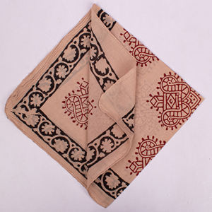 Foulard carré doux en coton imprimé au bloc Bagru, 55x55cm, bandana écologique respirant pour femme, toutes saisons - Product Image 3