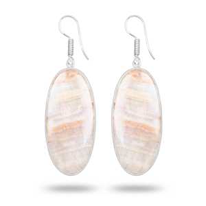 ต่างหูพลอยแคลไซต์ลายม้าลายสีธรรมชาติสวยงามแท้ ชุบเงินบนทองเหลือง ดีไซน์ห้อยระย้า แฟชั่นสำหรับผู้หญิง ของขวัญสำหรับงานปาร์ตี้ - Product Image 3