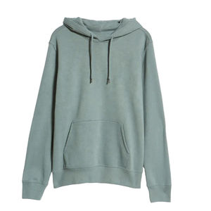 Sudadera con Capucha para Hombre, Color Verde Salvia, Lisa, Informal, Manga Larga, Bolsillo Canguro, Mezcla de Algodón, Estilo Urbano - Product Image 2