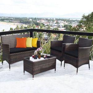 4-Piece Comfortable Outdoor Rattan <b>Sofa</b> Set with <b>Table</b> for Garden Use - Product Image 3