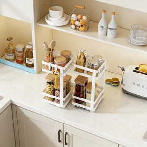 White Metal <b>Kitchen</b> <b>Rack</b> Spice <b>Storage</b> Organizer Perfect For Stores Spices And Masala Jars In Organized Way From India - Product Image 6