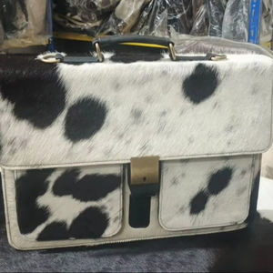 Sac pour ordinateur portable en cuir de vachette véritable avec poils, mallette vintage pour affaires, sac messager, sac de bureau, sac pour ordinateur, unisexe LPBH-0003 - Product Image 1