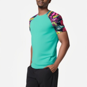 เสื้อรัดกล้ามเนื้อแขนยาว STAR SPEED รุ่น Unisex สีเขียวอมฟ้า ลายพิมพ์สดใส แห้งเร็ว ผลิตจากผ้าสแปนเด็กซ์/โพลีเอสเตอร์ สำหรับเล่นกีฬา - Product Image 3