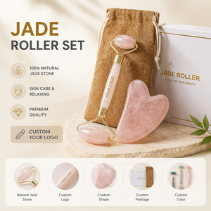 <span class=keywords><strong>Rodillo</strong></span> de Masaje Facial de <span class=keywords><strong>Cuarzo</strong></span> <span class=keywords><strong>Rosa</strong></span> y Gua Sha, Set Antienvejecimiento para Cuerpo y Rostro con Caja y Bolsa de Almacenamiento - Product Image 1