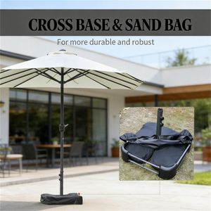 Ombrellone da Giardino Beige con Base per Uso Esterno - Product Image 4