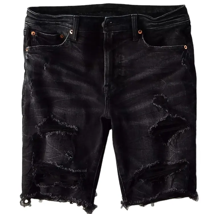 Calças de trabalho de verão Homens Denim shorts Jeans fabricar Personalizado Calças Jeans premium Tecido Street wear dos homens Denim shorts preto tingido