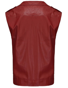 Chaleco de Motociclista de Cuero Sintético PU para Hombre, Sin Mangas, Ajustado, con Cierre y Pedrería, Estilo Punk, para Invierno - Product Image 3