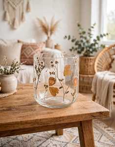 Portavelas de Cristal Transparente con Inserto para Flores Secas, Portavelas de Metal Plateado, Linterna Decorativa Hecha a Mano para Decoración del Hogar, Bodas - Product Image 1
