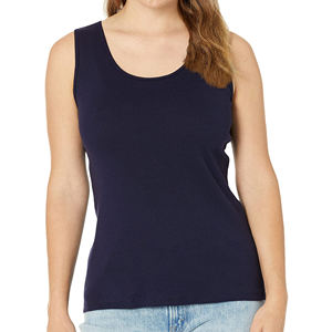 Custom Women Sleeveless Tank <b>Top</b> <b>Navy</b> Blue Loose Fit Casual Summer Shirt OEM Private Label Ladies Basic Vest <b>Top</b> - Product Image 5