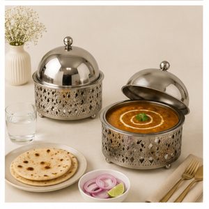 Casserole de Luxe en Acier Inoxydable avec Design Découpé au Laser et Couvercle Dôme pour Buffet de Mariage et Maintien au Chaud des Aliments - Product Image 4