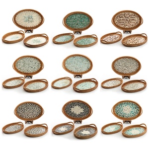 2027 Mother of Pearl Rattan Tray, Serving Tray with Inside Handles Wholesale From Vietnam - Product Image 5