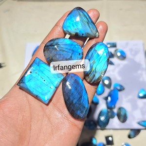 Pierre précieuse de quartz bleu naturel de haute qualité, taille ovale, 20-40 mm, 7-12 g, en vrac, pour la fabrication de bijoux, traitement de cirage/entraînement à l'huile, tiers - Product Image 3