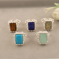 Cincin Koktail Batu Permata Alami Unisex Lapis Perak 18k Kuningan Vintage Dapat Disesuaikan Cincin Tunangan Buatan Tangan Trendi Buatan Laboratorium