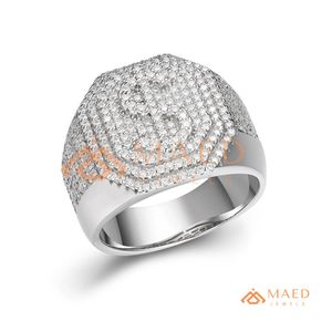 <b>Mens</b> <b>Silver</b> Tone Moissanite Letter <b>Ring</b> Luxury Hip Hop Statement <b>Ring</b> Fashion Jewelry for <b>Men</b> - Product Image 6