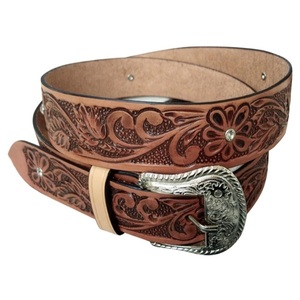 Nuevo cinturón de cuero con grabado floral, unisex, estilo western, con tallado y pintura a mano, cinturón con hebilla de vaquero elegante. - Product Image 6