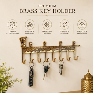 Handcrafted Solid Brass Horse Head Key Holder Wall Mounted Decorative 8 Hook Organizer Vintage Home Entryway Office Décor <b>Rack</b> - Product Image 5