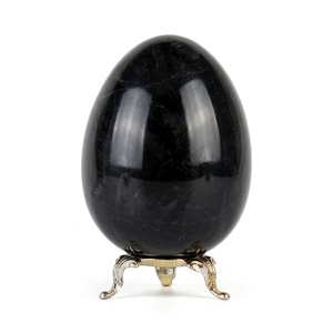 Escultura de Piedra Tallada a Mano con Forma de Huevo de Mármol Negro Jet, Tallado en Relieve, 2-5 Pulgadas, Decoración Navideña, Regalo, OEM, ODM - Product Image 1