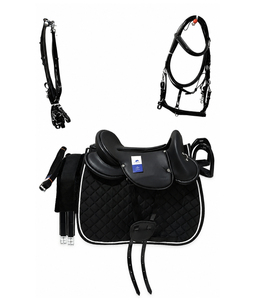 Conjunto de Silla de Montar Sintética de Resistencia con Brida, Estribos, Cincha, Almohadilla para Silla de Montar y Accesorios Duraderos para Equitación - Product Image 1